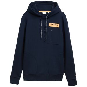 TOM TAILOR Herren Hoodie Sweatshirt mit Taschen, blau, Uni, Gr. S TOM TAILOR Herren Hoodie Sweatshirt mit Taschen, blau, Uni, Gr. S