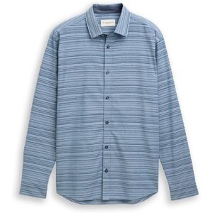 TOM TAILOR Herren Regular Fit Hemd mit Streifenmuster, blau, Meliert, Gr. S TOM TAILOR Herren Regular Fit Hemd mit Streifenmuster, blau, Meliert, Gr. S