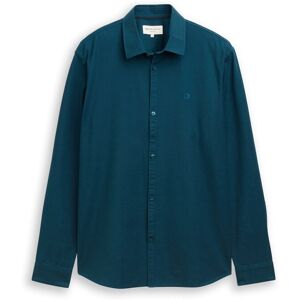 TOM TAILOR DENIM Herren Regular Fit Hemd mit Logo-Stickerei, grün, Uni, Gr. XS TOM TAILOR DENIM Herren Regular Fit Hemd mit Logo-Stickerei, grün, Uni, Gr. XS
