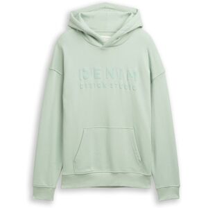 TOM TAILOR DENIM Herren Relaxed Fit Hoodie Sweatshirt mit Print, grün, Uni, Gr. S TOM TAILOR DENIM Herren Relaxed Fit Hoodie Sweatshirt mit Print, grün, Uni, Gr. S