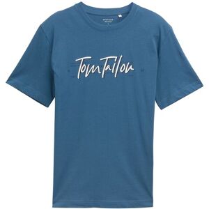 TOM TAILOR Herren T-Shirt mit Logo-Print, blau, Uni, Gr. S TOM TAILOR Herren T-Shirt mit Logo-Print, blau, Uni, Gr. S