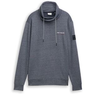 TOM TAILOR Herren Snood Sweatshirt mit Logo-Details, blau, Meliert, Gr. S TOM TAILOR Herren Snood Sweatshirt mit Logo-Details, blau, Meliert, Gr. S