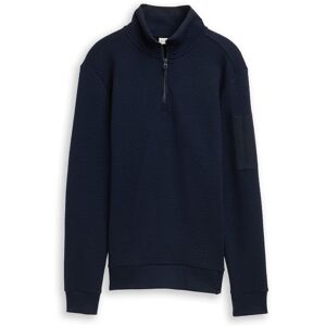 TOM TAILOR Herren Troyer Sweatshirt mit Ärmeltasche, blau, Uni, Gr. S TOM TAILOR Herren Troyer Sweatshirt mit Ärmeltasche, blau, Uni, Gr. S