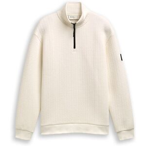 TOM TAILOR DENIM Herren Troyer Sweatshirt mit Logo-Badge, weiß, Uni, Gr. S TOM TAILOR DENIM Herren Troyer Sweatshirt mit Logo-Badge, weiß, Uni, Gr. S