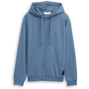 TOM TAILOR DENIM Herren Hoodie Sweatshirt mit Logo-Badge, blau, Uni, Gr. S TOM TAILOR DENIM Herren Hoodie Sweatshirt mit Logo-Badge, blau, Uni, Gr. S