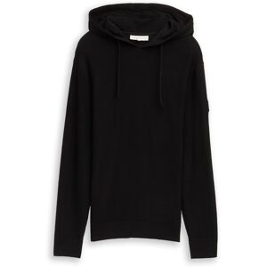 TOM TAILOR DENIM Herren Strickpullover mit Kapuze, schwarz, Uni, Gr. M TOM TAILOR DENIM Herren Strickpullover mit Kapuze, schwarz, Uni, Gr. M