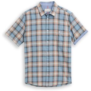 TOM TAILOR Herren Regular Fit Kurzarmhemd mit Karomuster, blau, Kariert, Gr. S TOM TAILOR Herren Regular Fit Kurzarmhemd mit Karomuster, blau, Kariert, Gr. S