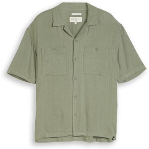 TOM TAILOR DENIM Herren Loose Fit Resort Hemd mit Leinenanteil, grün, Uni, Gr. XS TOM TAILOR DENIM Herren Loose Fit Resort Hemd mit Leinenanteil, grün, Uni, Gr. XS