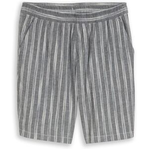 TOM TAILOR DENIM Herren TTRELAXED Shorts mit Leinenanteil, schwarz, Gestreift, Gr. M TOM TAILOR DENIM Herren TTRELAXED Shorts mit Leinenanteil, schwarz, Gestreift, Gr. M