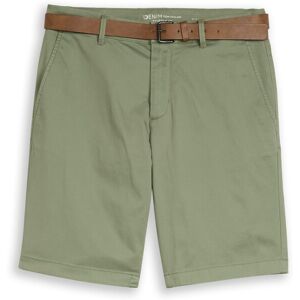 TOM TAILOR DENIM Herren TTREGULAR Chino Shorts mit Gürtel, grün, Uni, Gr. M TOM TAILOR DENIM Herren TTREGULAR Chino Shorts mit Gürtel, grün, Uni, Gr. M