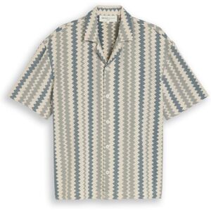 TOM TAILOR DENIM Herren Loose Fit Resort Kurzarmhemd in Häkel-Optik, grün, Gemustert, Gr. S TOM TAILOR DENIM Herren Loose Fit Resort Kurzarmhemd in Häkel-Optik, grün, Gemustert, Gr. S