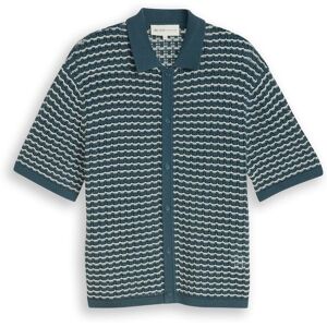 TOM TAILOR DENIM Herren Strick-Poloshirt mit Lochmuster, grün, Gemustert, Gr. M TOM TAILOR DENIM Herren Strick-Poloshirt mit Lochmuster, grün, Gemustert, Gr. M