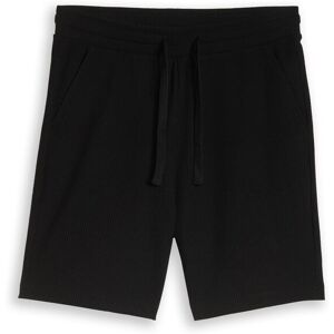 TOM TAILOR DENIM Herren Relaxed Shorts mit Waffelstruktur, schwarz, Uni, Gr. M TOM TAILOR DENIM Herren Relaxed Shorts mit Waffelstruktur, schwarz, Uni, Gr. M