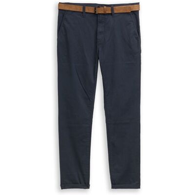 TOM TAILOR DENIM Herren Slim Fit Chino Hose mit Gürtel, blau, Uni, Gr. 30/30 TOM TAILOR DENIM Herren Slim Fit Chino Hose mit Gürtel, blau, Uni, Gr. 30/30