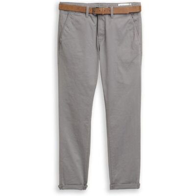 TOM TAILOR DENIM Herren Chino Hose mit Gürtel, grau, Uni, Gr. 28/32 TOM TAILOR DENIM Herren Chino Hose mit Gürtel, grau, Uni, Gr. 28/32
