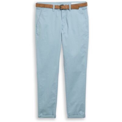 TOM TAILOR DENIM Herren Slim Chino Hose mit Gürtel, blau, Uni, Gr. 31/34 TOM TAILOR DENIM Herren Slim Chino Hose mit Gürtel, blau, Uni, Gr. 31/34