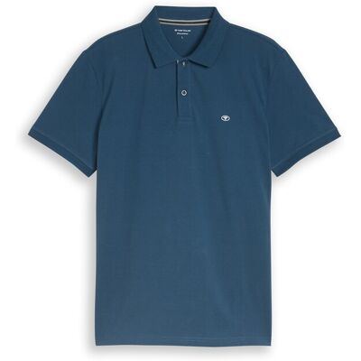 TOM TAILOR Herren Piqué Poloshirt mit Logo-Stickerei, blau, Uni, Gr. S TOM TAILOR Herren Piqué Poloshirt mit Logo-Stickerei, blau, Uni, Gr. S