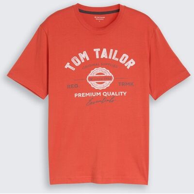TOM TAILOR Herren T-Shirt mit Logo-Print, rot, Uni, Gr. M TOM TAILOR Herren T-Shirt mit Logo-Print, rot, Uni, Gr. M