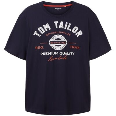 TOM TAILOR Herren Plus Size - T-Shirt mit Logo Print, blau, Uni, Gr. 2XL TOM TAILOR Herren Plus Size - T-Shirt mit Logo Print, blau, Uni, Gr. 2XL