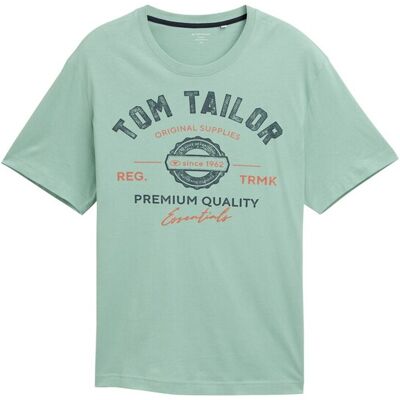 TOM TAILOR Herren Plus Size - T-Shirt mit Logo Print, grün, Uni, Gr. 2XL TOM TAILOR Herren Plus Size - T-Shirt mit Logo Print, grün, Uni, Gr. 2XL