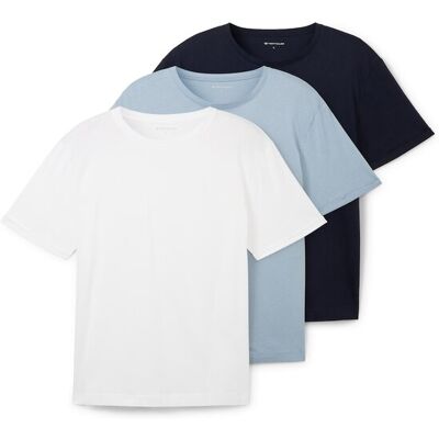 TOM TAILOR Herren Basic T-Shirts im 3er-Pack, weiß, Uni, Gr. XL TOM TAILOR Herren Basic T-Shirts im 3er-Pack, weiß, Uni, Gr. XL