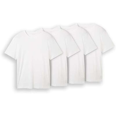 TOM TAILOR Herren T-Shirts aus Baumwolle im 4er-Pack, weiß, Uni, Gr. M TOM TAILOR Herren T-Shirts aus Baumwolle im 4er-Pack, weiß, Uni, Gr. M