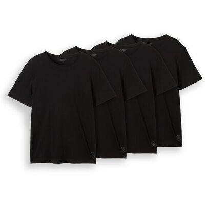 TOM TAILOR Herren T-Shirts aus Baumwolle im 4er-Pack, schwarz, Uni, Gr. XXL TOM TAILOR Herren T-Shirts aus Baumwolle im 4er-Pack, schwarz, Uni, Gr. XXL