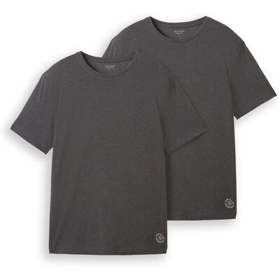 TOM TAILOR Herren Basic T-Shirts im 2er-Pack, grau, Meliert, Gr. L TOM TAILOR Herren Basic T-Shirts im 2er-Pack, grau, Meliert, Gr. L