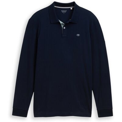 TOM TAILOR Herren Langarm Piqué Poloshirt, blau, Uni, Gr. XXXL TOM TAILOR Herren Langarm Piqué Poloshirt, blau, Uni, Gr. XXXL