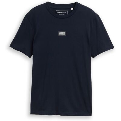 TOM TAILOR DENIM Herren Basic T-Shirt mit Logo-Print, blau, Uni, Gr. M TOM TAILOR DENIM Herren Basic T-Shirt mit Logo-Print, blau, Uni, Gr. M