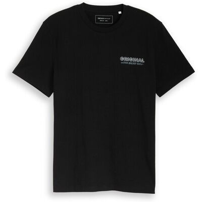 TOM TAILOR DENIM Herren Basic T-Shirt mit Logo-Print, schwarz, Uni, Gr. S TOM TAILOR DENIM Herren Basic T-Shirt mit Logo-Print, schwarz, Uni, Gr. S