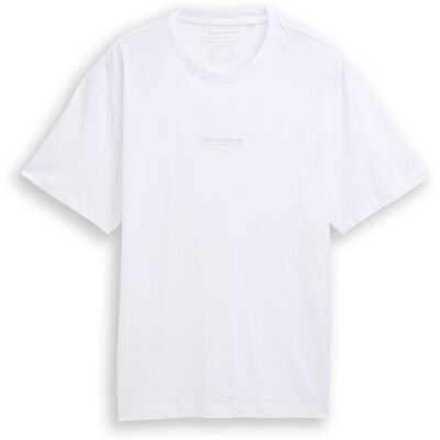 TOM TAILOR DENIM Herren Relaxed Fit T-Shirt aus Baumwolle, weiß, Uni, Gr. S TOM TAILOR DENIM Herren Relaxed Fit T-Shirt aus Baumwolle, weiß, Uni, Gr. S