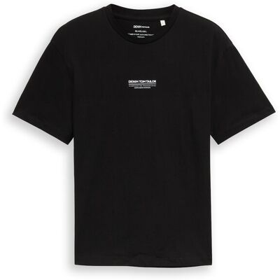 TOM TAILOR DENIM Herren Relaxed Fit T-Shirt aus Baumwolle, schwarz, Uni, Gr. L TOM TAILOR DENIM Herren Relaxed Fit T-Shirt aus Baumwolle, schwarz, Uni, Gr. L