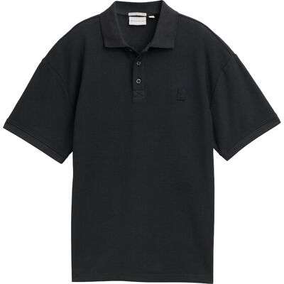 TOM TAILOR Jungen Oversize Poloshirt mit Logo Badge, schwarz, Uni, Gr. 128 TOM TAILOR Jungen Oversize Poloshirt mit Logo Badge, schwarz, Uni, Gr. 128