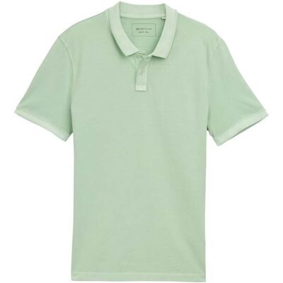 TOM TAILOR DENIM Herren Piqué Poloshirt im Washed Look, grün, Uni, Gr. S TOM TAILOR DENIM Herren Piqué Poloshirt im Washed Look, grün, Uni, Gr. S