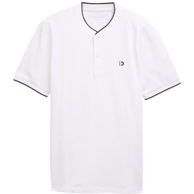 TOM TAILOR DENIM Herren Poloshirt mit Bomberkragen, weiß, Uni, Gr. S TOM TAILOR DENIM Herren Poloshirt mit Bomberkragen, weiß, Uni, Gr. S