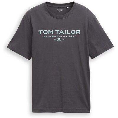 TOM TAILOR Herren T-Shirt aus Baumwolle mit Logo-Print, schwarz, Uni, Gr. XXXL TOM TAILOR Herren T-Shirt aus Baumwolle mit Logo-Print, schwarz, Uni, Gr. XXXL