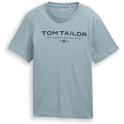 TOM TAILOR Herren T-Shirt aus Baumwolle mit Logo-Print, grün, Uni, Gr. XXXL TOM TAILOR Herren T-Shirt aus Baumwolle mit Logo-Print, grün, Uni, Gr. XXXL