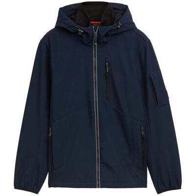 TOM TAILOR Herren Softshell Jacke mit Kapuze, blau, Uni, Gr. L TOM TAILOR Herren Softshell Jacke mit Kapuze, blau, Uni, Gr. L