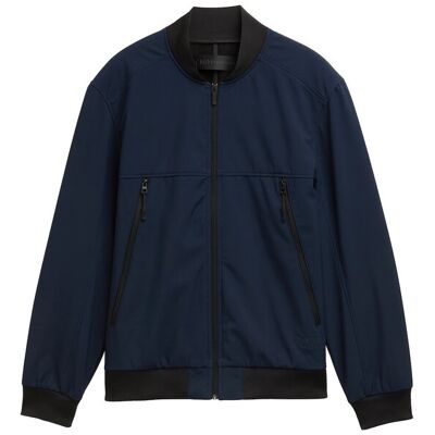 TOM TAILOR DENIM Herren Softshell Jacke im Bomber-Style, blau, Uni, Gr. S TOM TAILOR DENIM Herren Softshell Jacke im Bomber-Style, blau, Uni, Gr. S