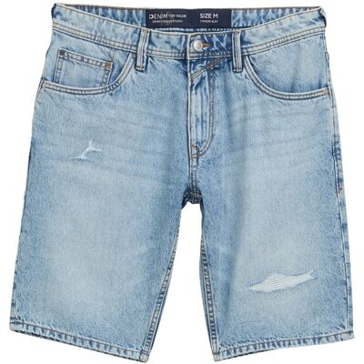 TOM TAILOR DENIM Herren TTPIERS SLIM DESTROYED Jeans Shorts, blau, Uni, Gr. S TOM TAILOR DENIM Herren TTPIERS SLIM DESTROYED Jeans Shorts, blau, Uni, Gr. S