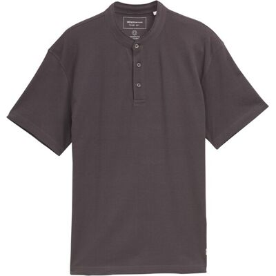 TOM TAILOR DENIM Herren Relaxed Fit Poloshirt mit Stehkragen, grau, Uni, Gr. XS TOM TAILOR DENIM Herren Relaxed Fit Poloshirt mit Stehkragen, grau, Uni, Gr. XS
