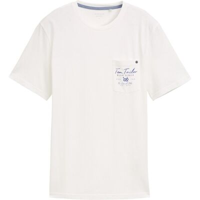 TOM TAILOR Herren T-Shirt mit Brusttasche, weiß, Uni, Gr. S TOM TAILOR Herren T-Shirt mit Brusttasche, weiß, Uni, Gr. S
