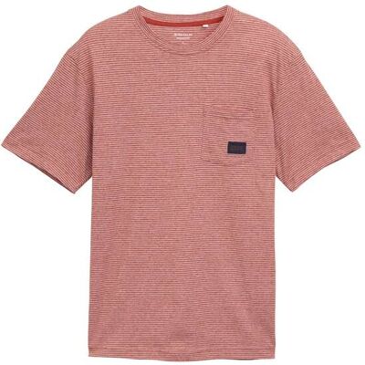 TOM TAILOR Herren T-Shirt mit Brusttasche, rot, Gestreift, Gr. XXXL TOM TAILOR Herren T-Shirt mit Brusttasche, rot, Gestreift, Gr. XXXL