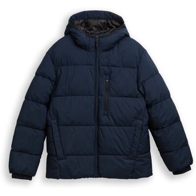 TOM TAILOR DENIM Herren Lightweight Pufferjacke mit Kapuze, blau, Uni, Gr. XXL TOM TAILOR DENIM Herren Lightweight Pufferjacke mit Kapuze, blau, Uni, Gr. XXL