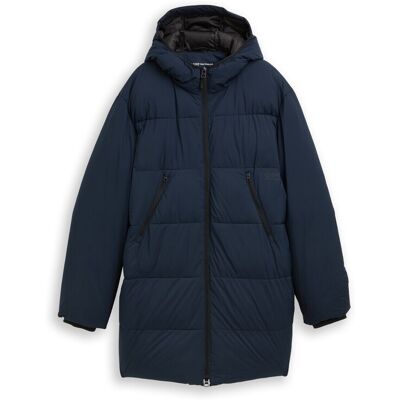 TOM TAILOR DENIM Herren Puffer Parka mit Kapuze, blau, Uni, Gr. XXL TOM TAILOR DENIM Herren Puffer Parka mit Kapuze, blau, Uni, Gr. XXL