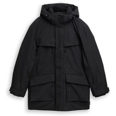 TOM TAILOR DENIM Herren Arctic Parka mit abnehmbarer Kapuze, schwarz, Uni, Gr. S TOM TAILOR DENIM Herren Arctic Parka mit abnehmbarer Kapuze, schwarz, Uni, Gr. S