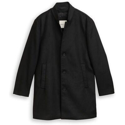 TOM TAILOR DENIM Herren Mantel in Woll-Optik, schwarz, Uni, Gr. XXL TOM TAILOR DENIM Herren Mantel in Woll-Optik, schwarz, Uni, Gr. XXL