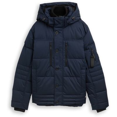 TOM TAILOR Herren Puffer-Jacke mit abnehmbarer Kapuze, blau, Uni, Gr. S TOM TAILOR Herren Puffer-Jacke mit abnehmbarer Kapuze, blau, Uni, Gr. S