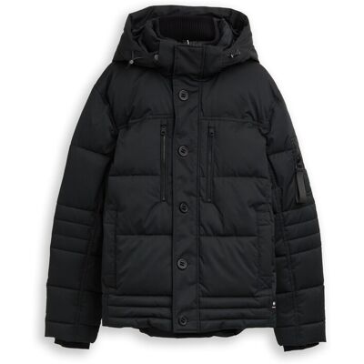 TOM TAILOR Herren Puffer-Jacke mit abnehmbarer Kapuze, schwarz, Uni, Gr. S TOM TAILOR Herren Puffer-Jacke mit abnehmbarer Kapuze, schwarz, Uni, Gr. S